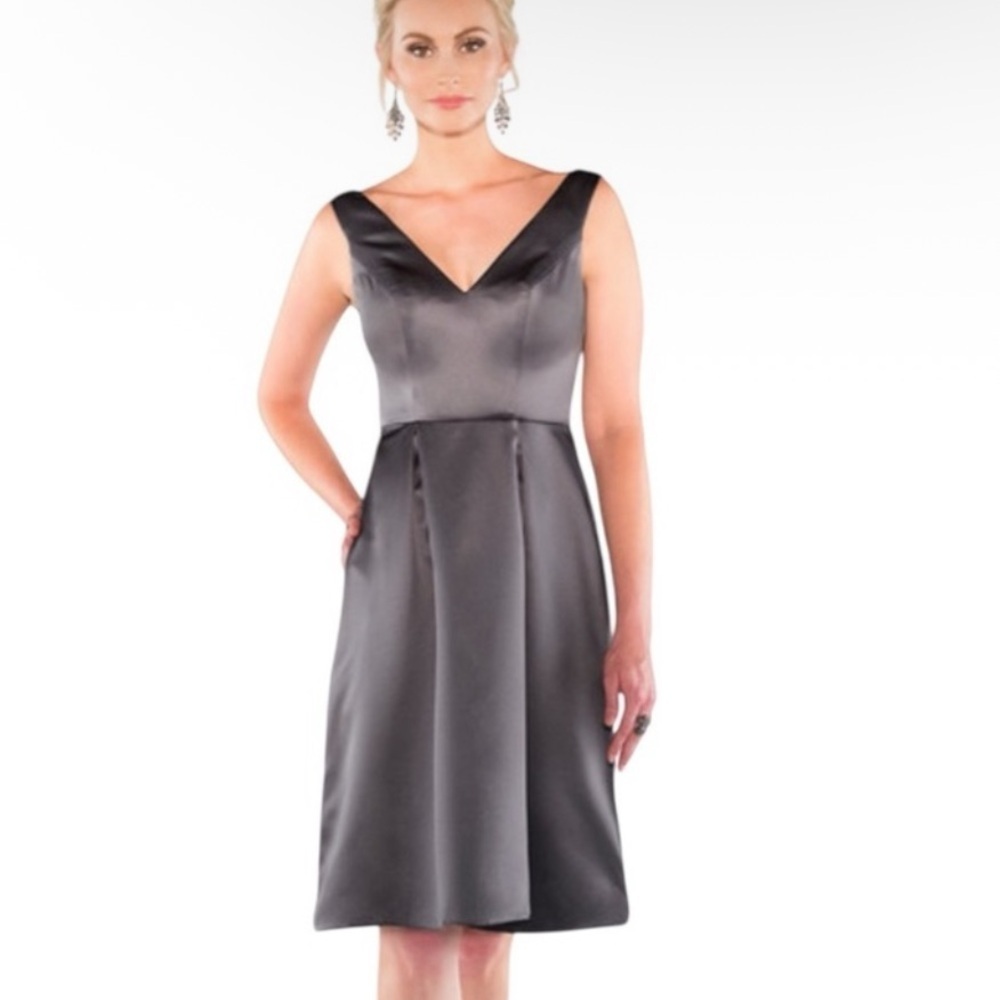Sorella Vita Elegant Satin Cocktail Dress Pewter